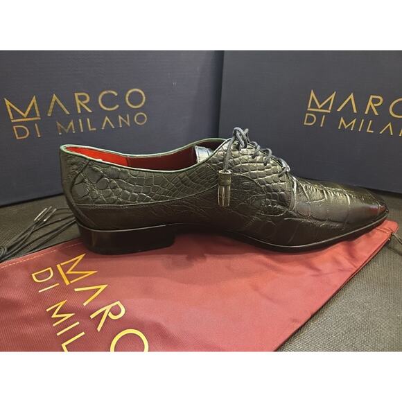 Marco Di Milano Fitipaldi Olive Genuine Alligator Skin Derby Dress Shoes Us 12M main image 6